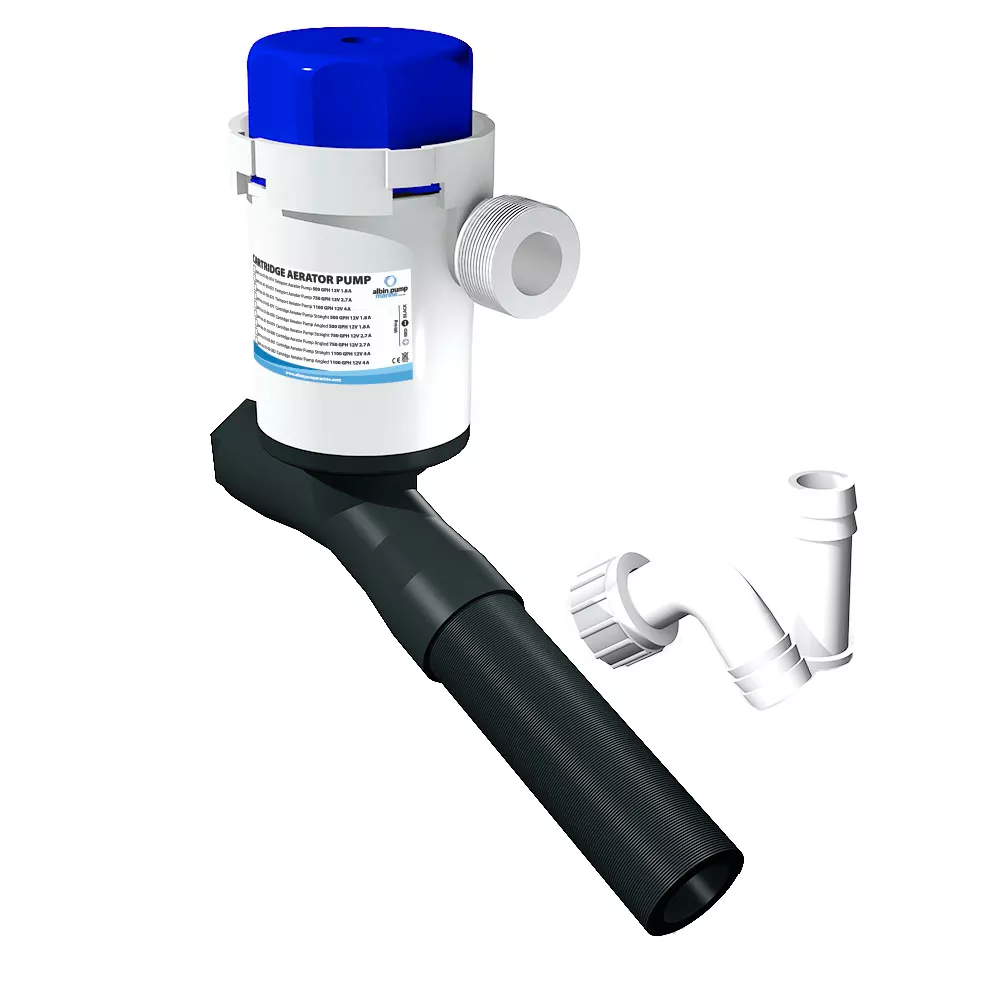 Albin Group Cartridge Aerator Pump – 1100 GPH – 12V – Angled