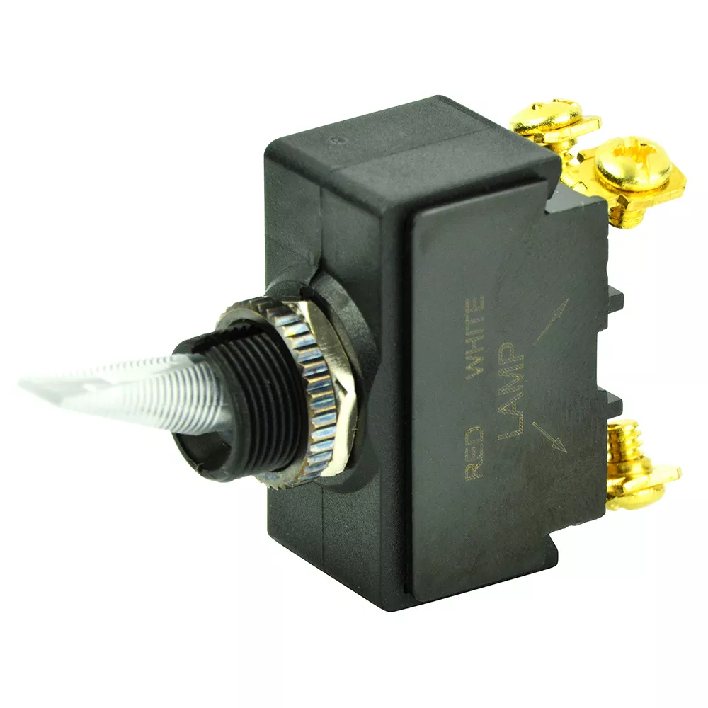 BEP SPST Lighted Toggle Switch – Red LED – 12V – #6-32 Terminal – ON/OFF