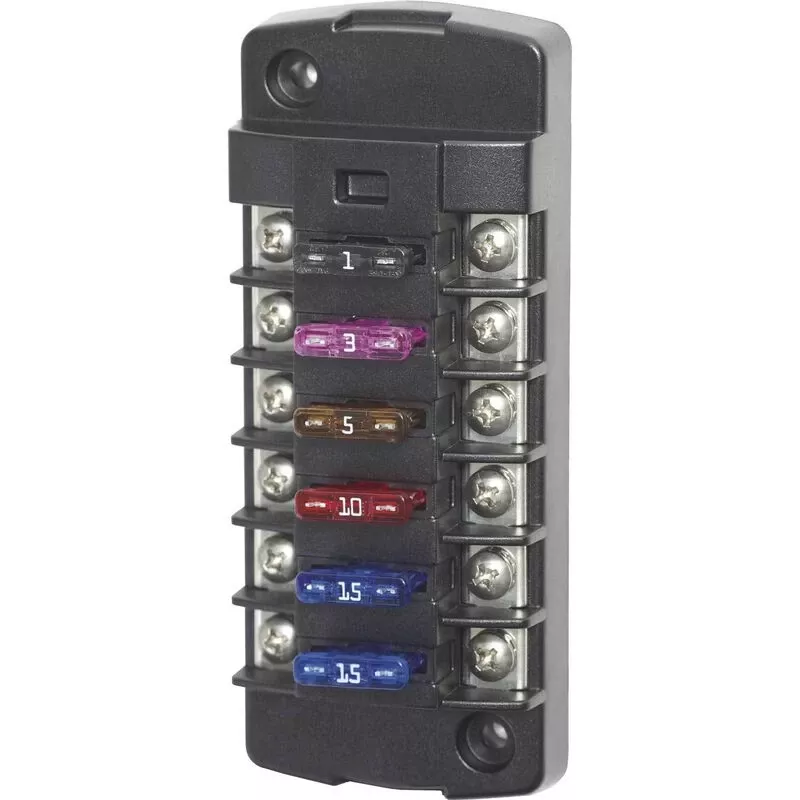 BLUE SEA SYSTEMS ST Blade Fuse Block, 6 Independent Circuits
