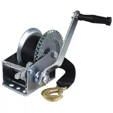 Zinc Plated 1,000 lbs Maximum Load Boat Trailer Winch - 2 Inch x 25 Ft Strap