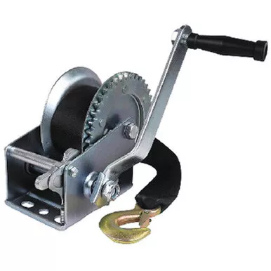 Zinc Plated 1,200 lbs Maximum Load Boat Trailer Winch - 2 Inch x 25 Ft Strap